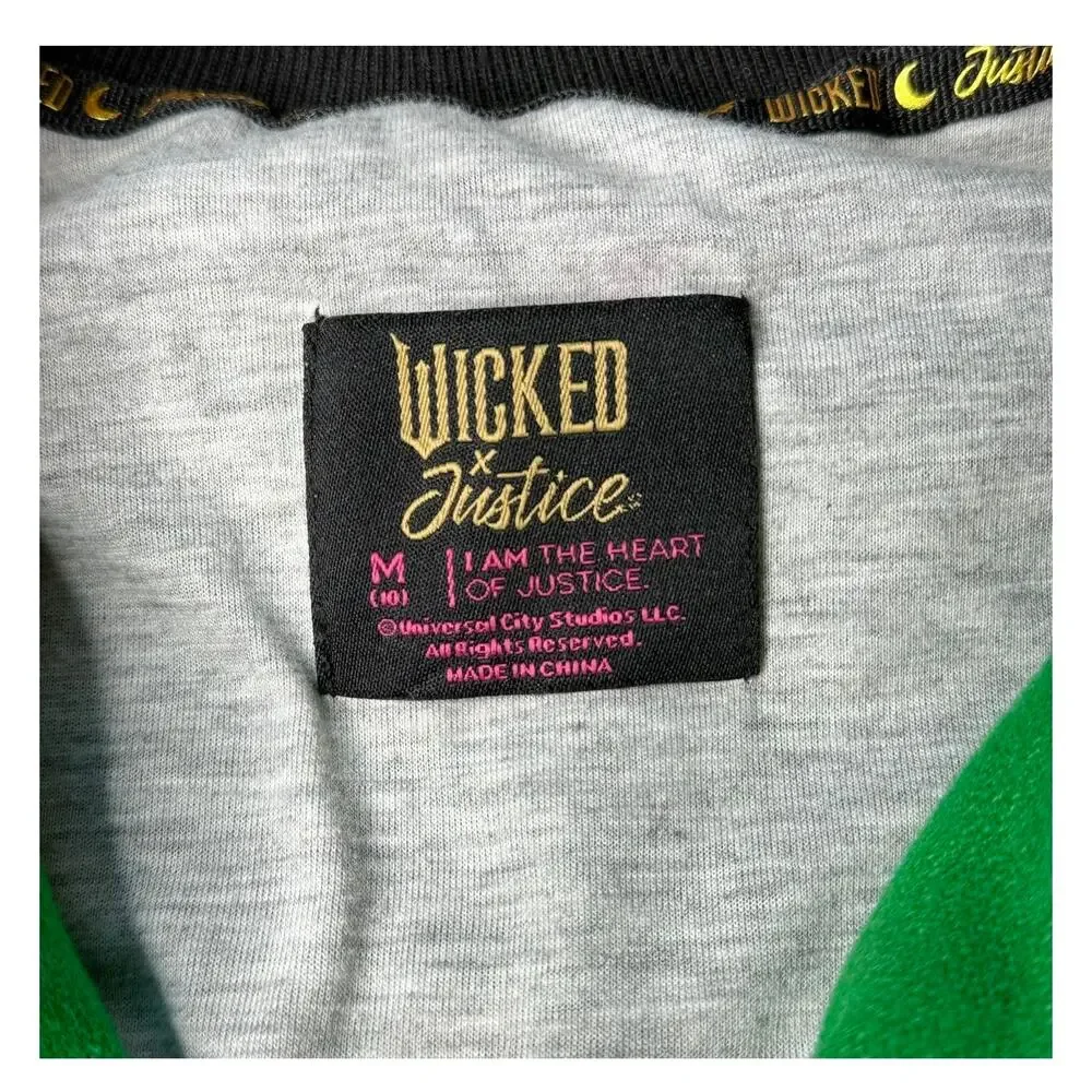 Wicked Bomber Jacket Girls M 10 Wizard Oz Justice Coat Elphaba Halloween Costume